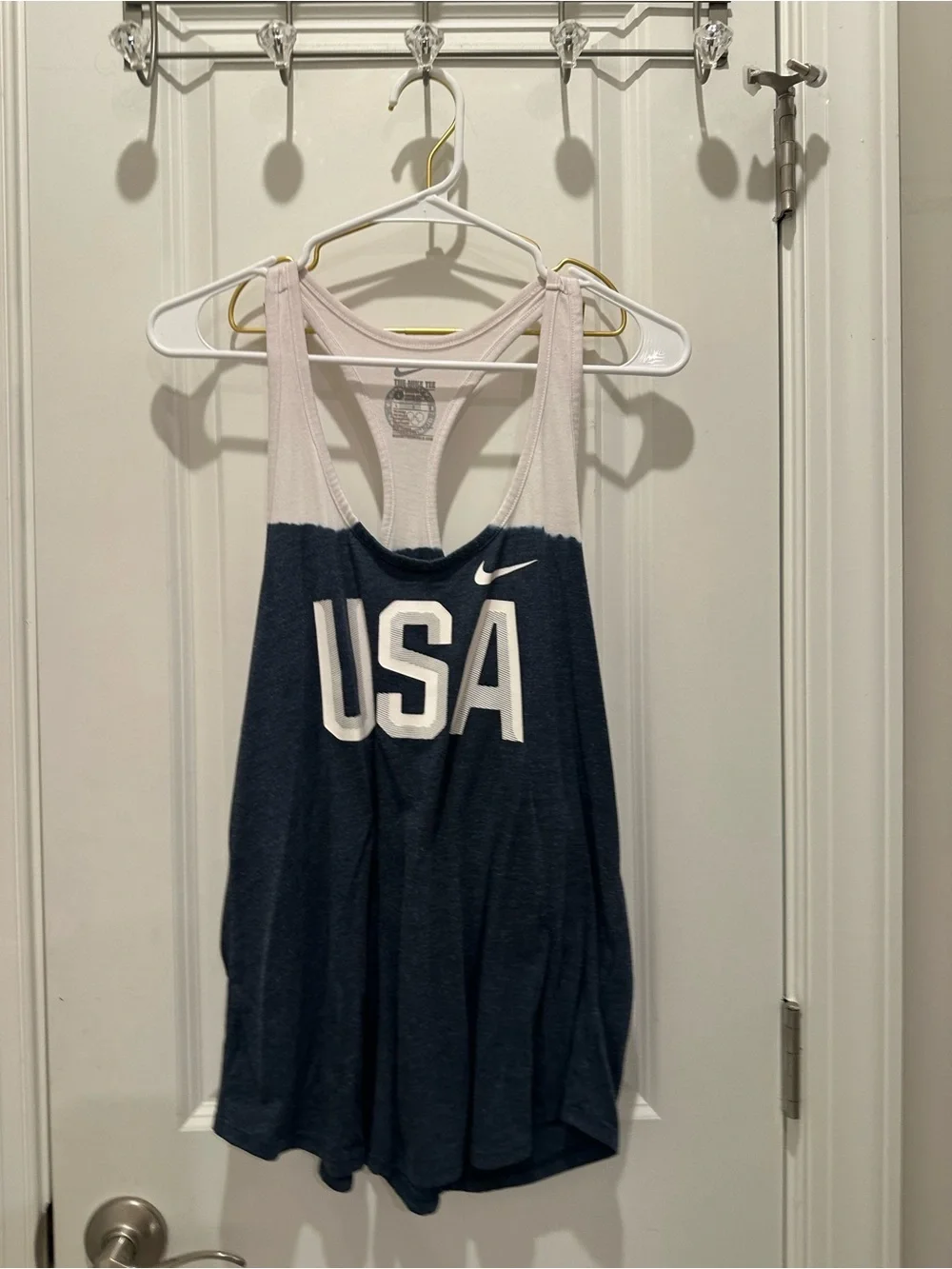 Nike White Tank Top with Red Star Accents